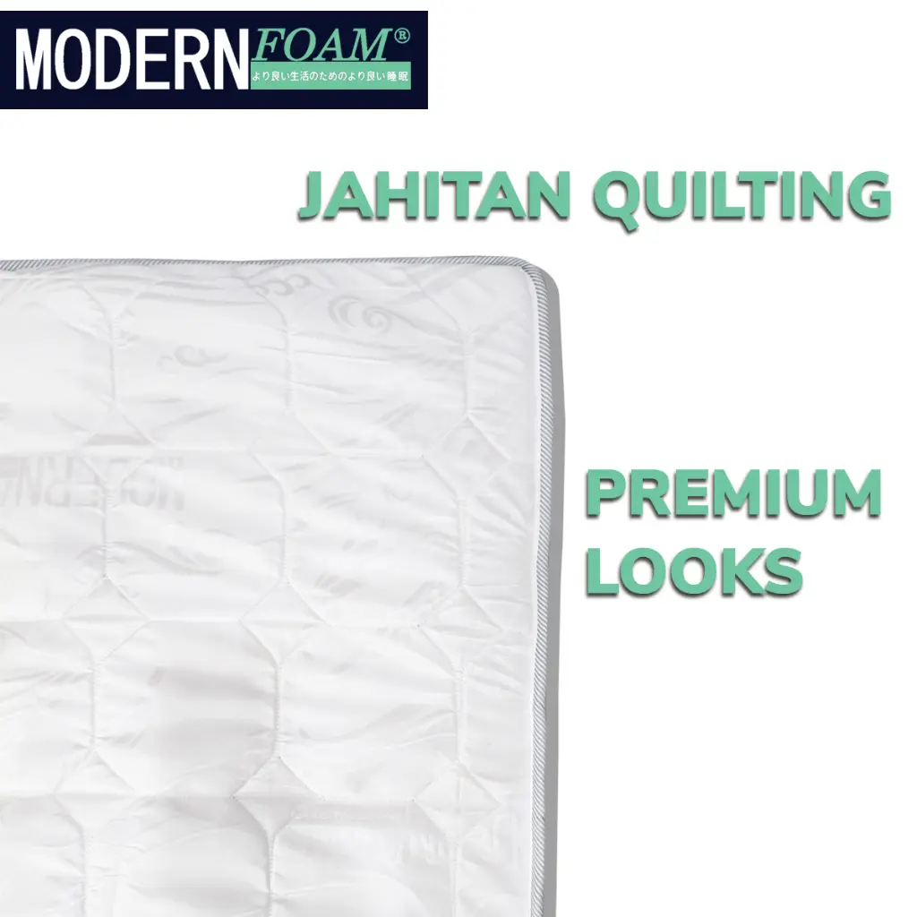 Matras Topper Pelapis Kasur Spingbed Kasur Busa Modern Foam Jahitan Quilting Putih.webp
